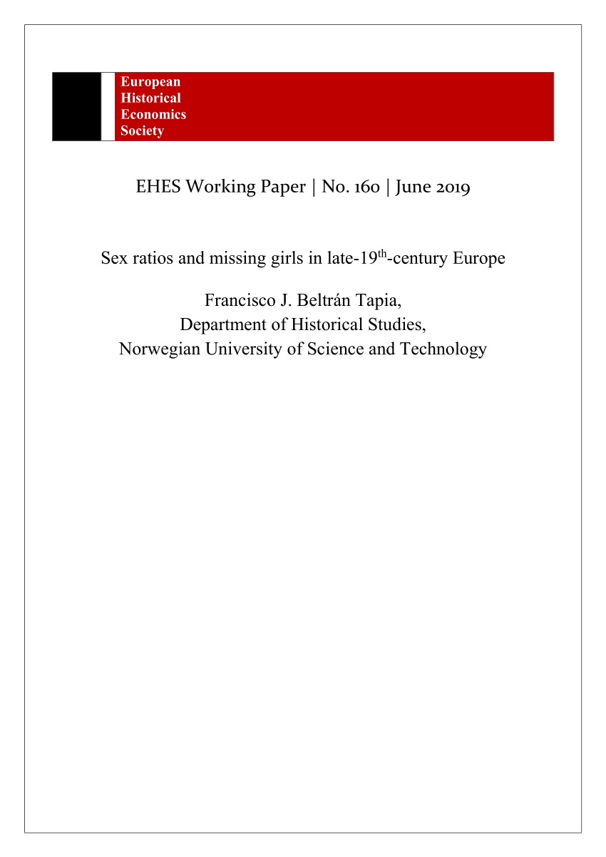 PDF) Sex ratios and missing girls in late-19th-century Europe