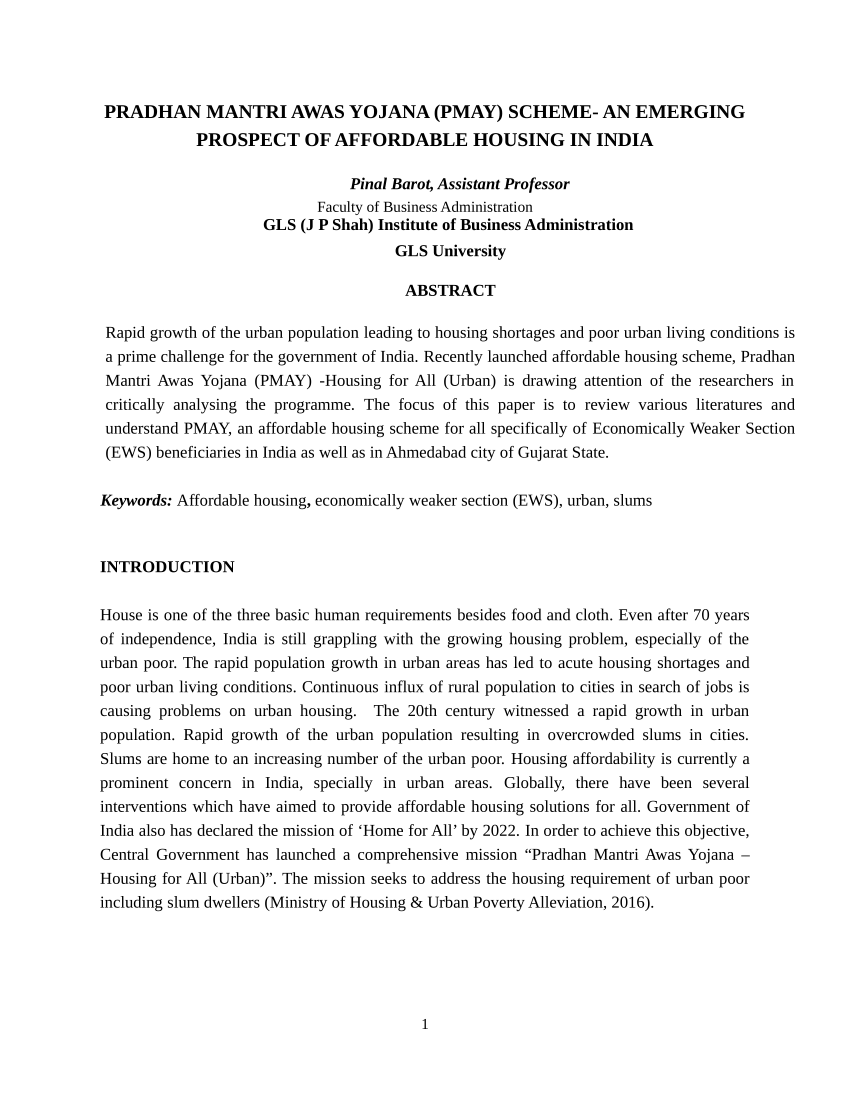 research paper on pradhan mantri awas yojana pdf