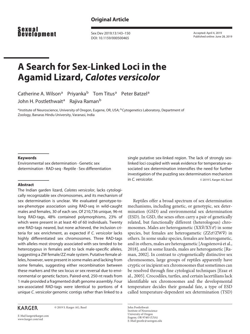 A Search for Sex-Linked Loci in the Agamid Lizard, Calotes versicolor |  Request PDF