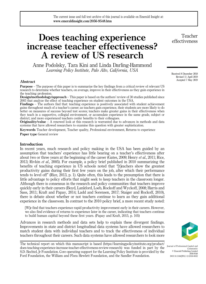 community teaching experience paper