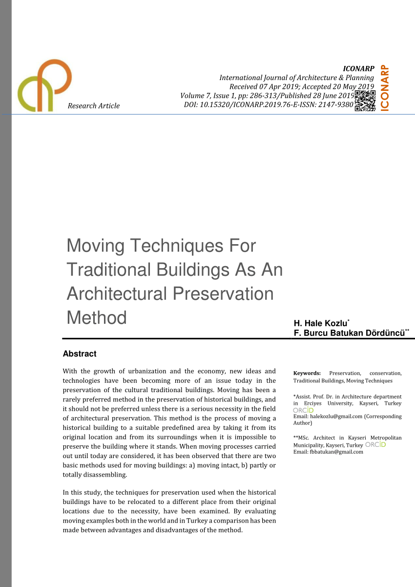 pdf moving techniques for traditional buildings as an architectural preservation method