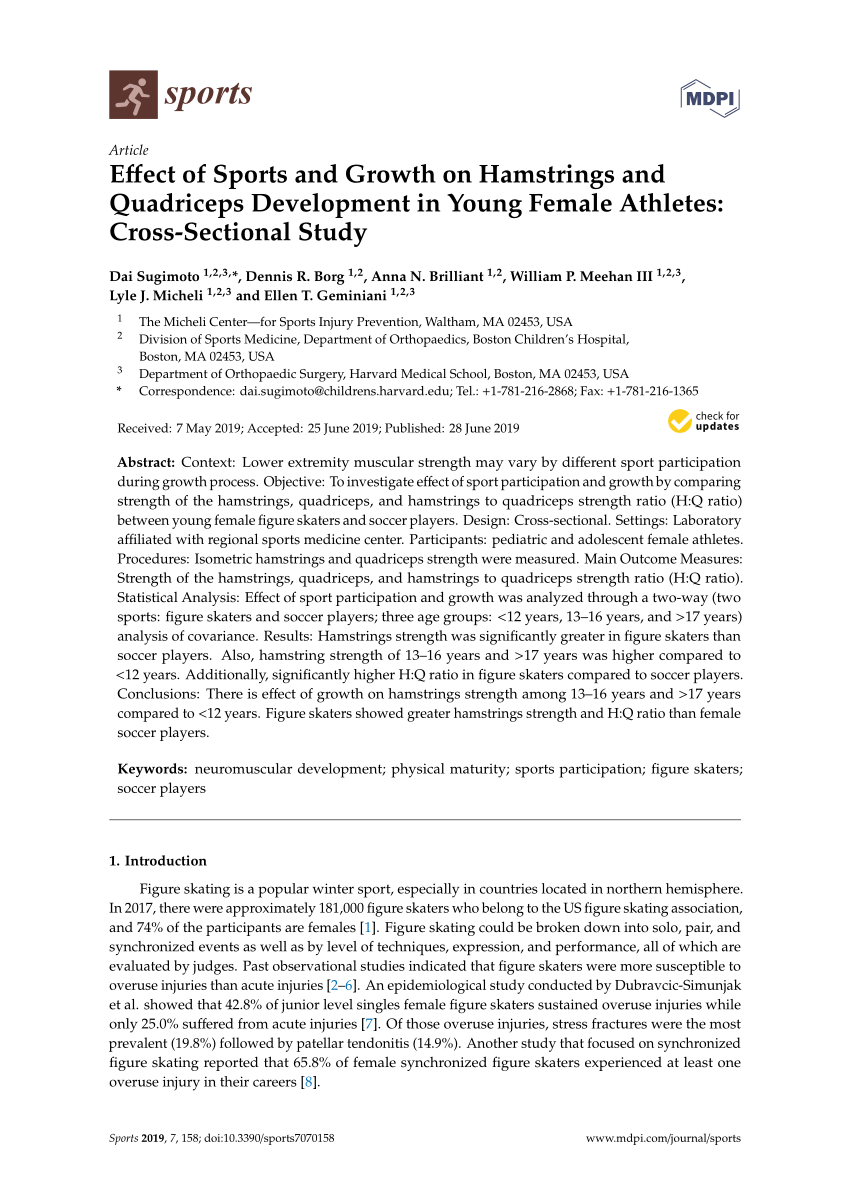 Pdf Effect Of Sports And Growth On Hamstrings And Quadriceps Development In Young Female Athletes Cross Sectional Study
