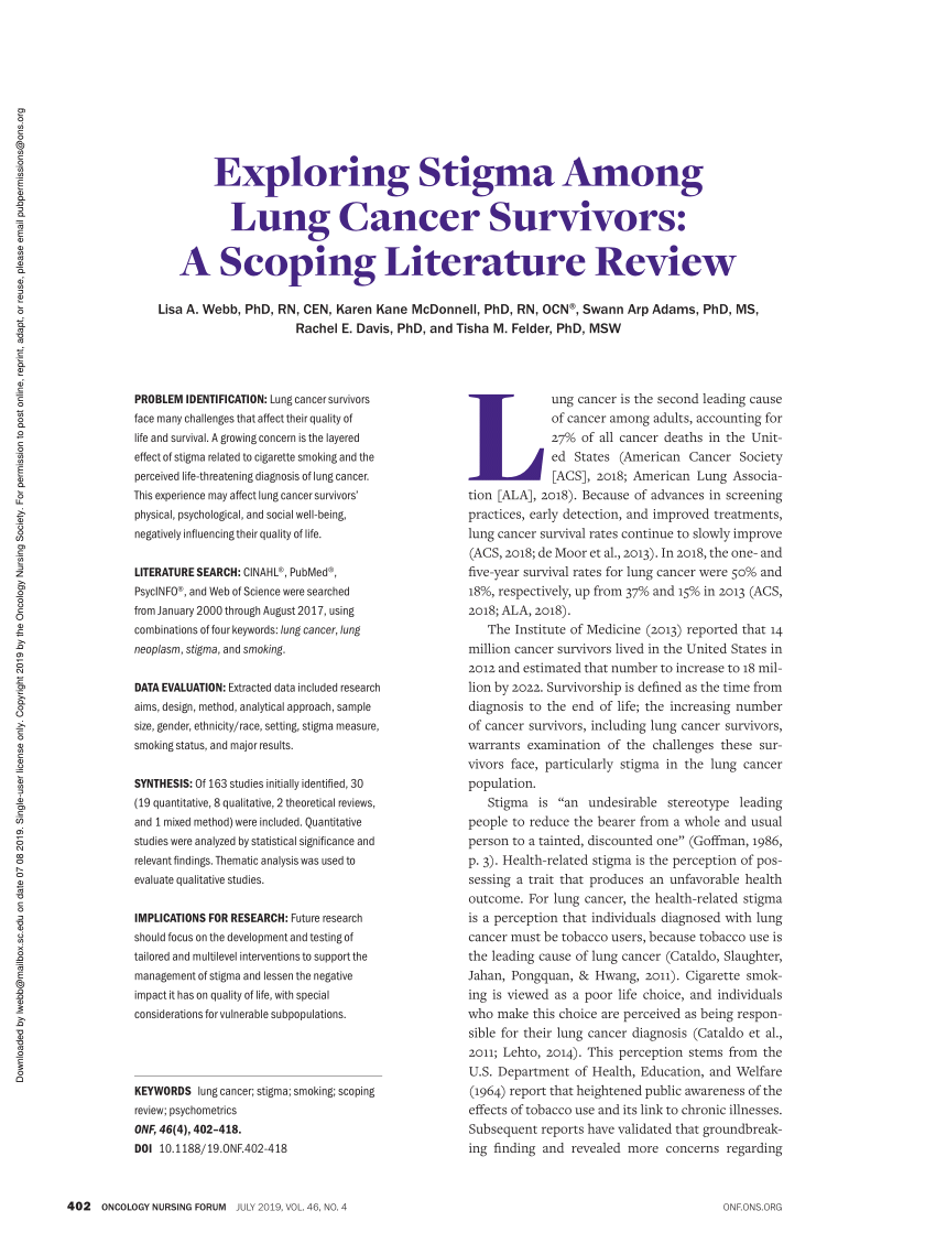 literature review of lung cancer pdf