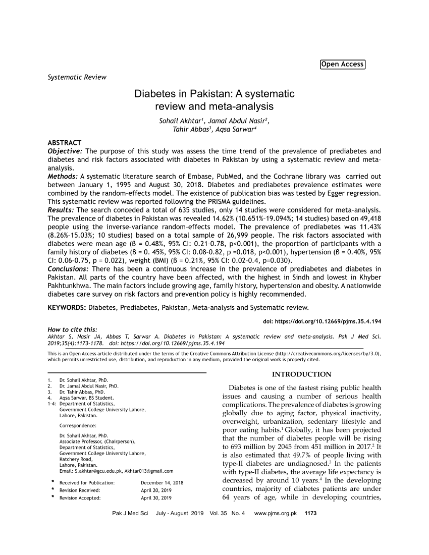 research on diabetes in pakistan