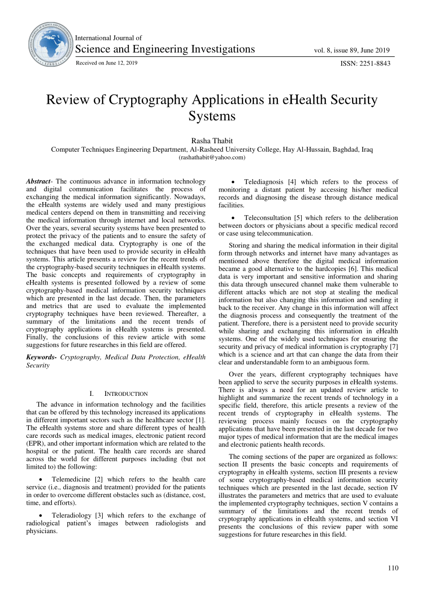 research paper on applications of cryptography