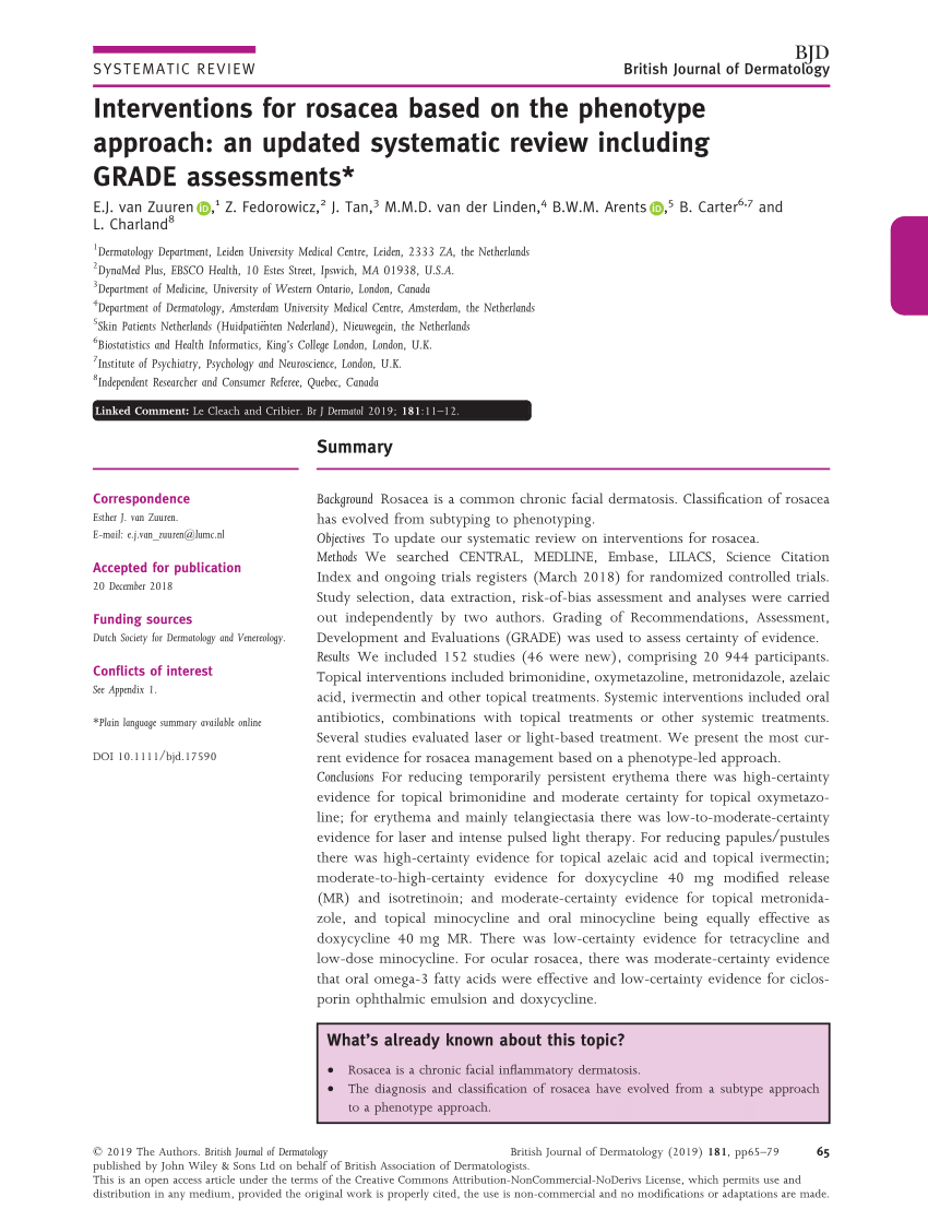 Pdf Evidence Based Treatments For Rosacea Based On Phenotype Approach