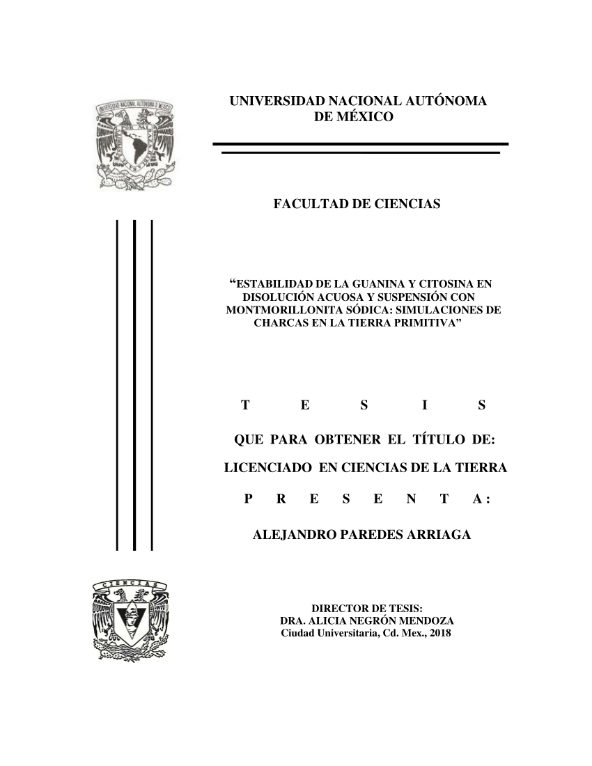 (PDF) ESTABILIDAD DE LA GUANINA Y CITOSINA EN DISOLUCIÓN ACUOSA Y ...