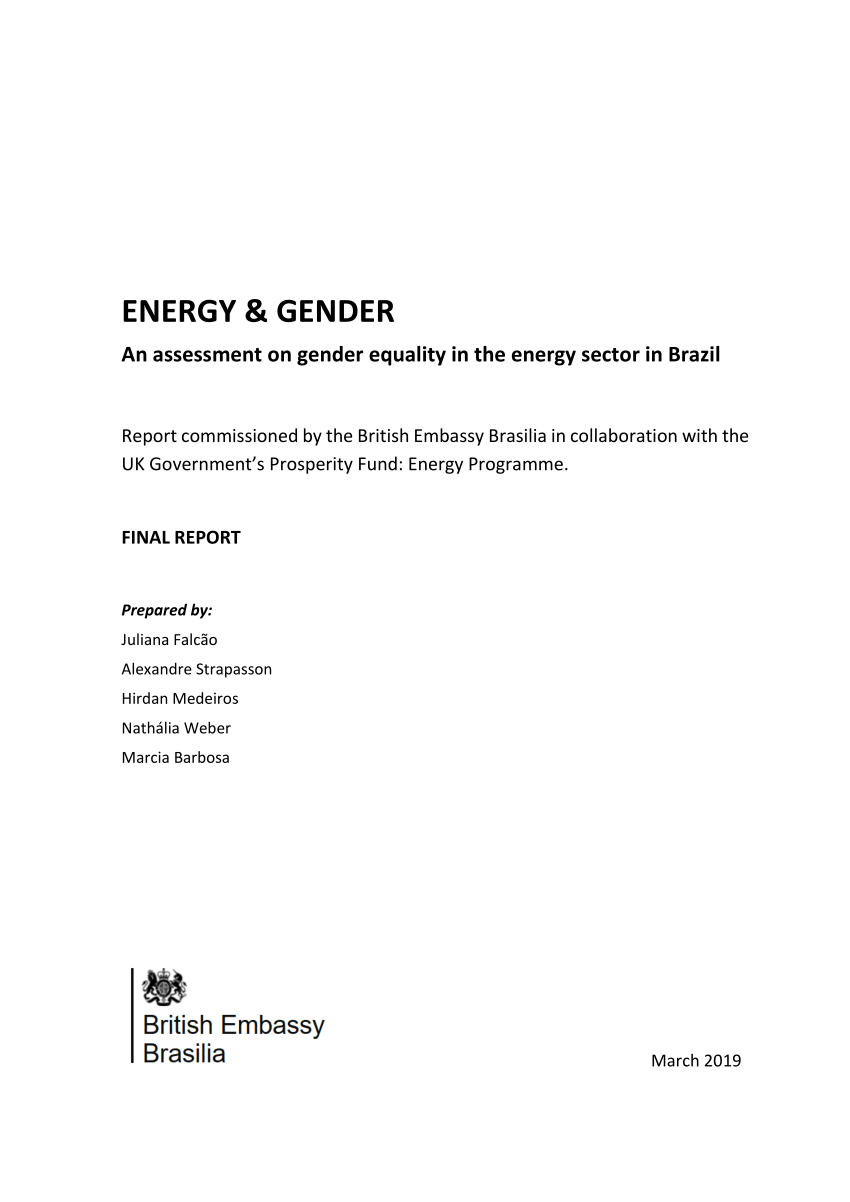 Pdf Energy Gender An Assessment On Gender Equality In The Energy Sector In Brazil