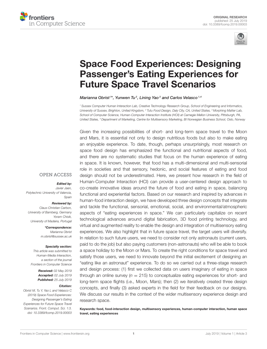 space food research paper
