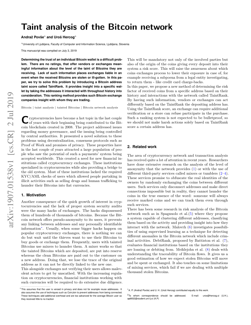 taint analysis bitcoin