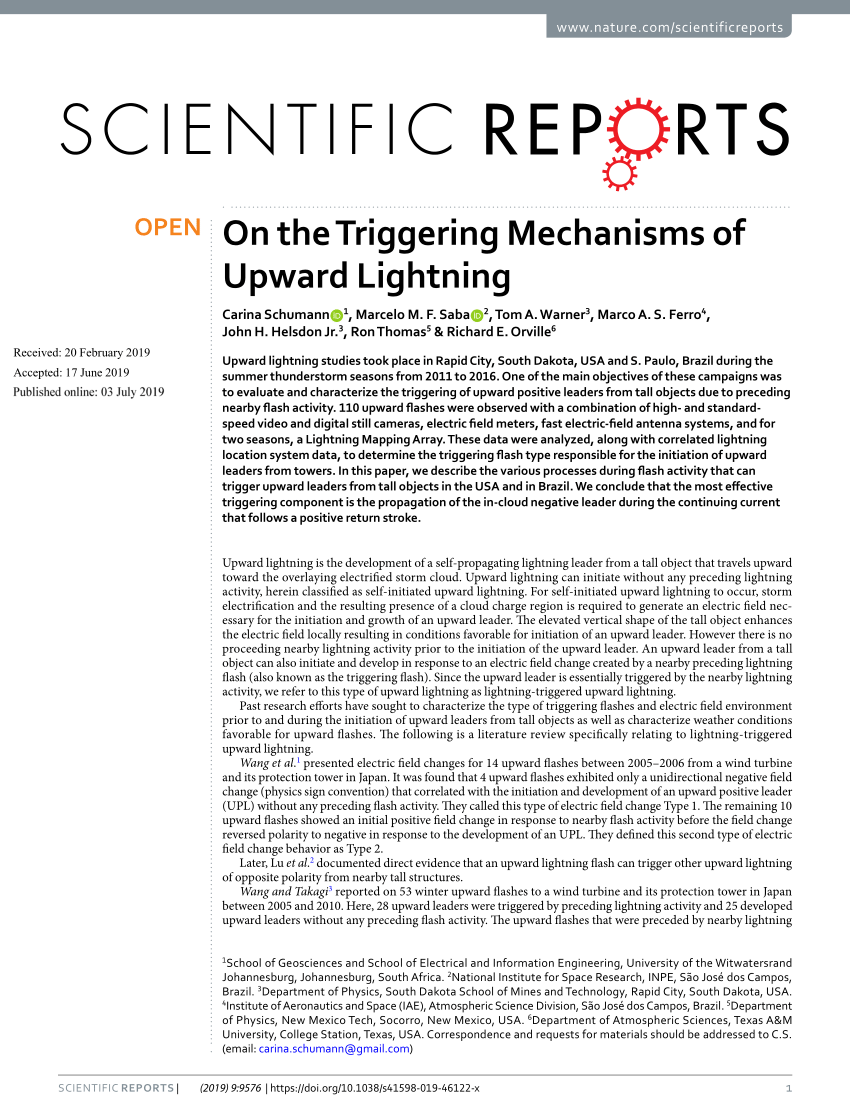 PDF) On the Triggering Mechanisms of Upward Lightning