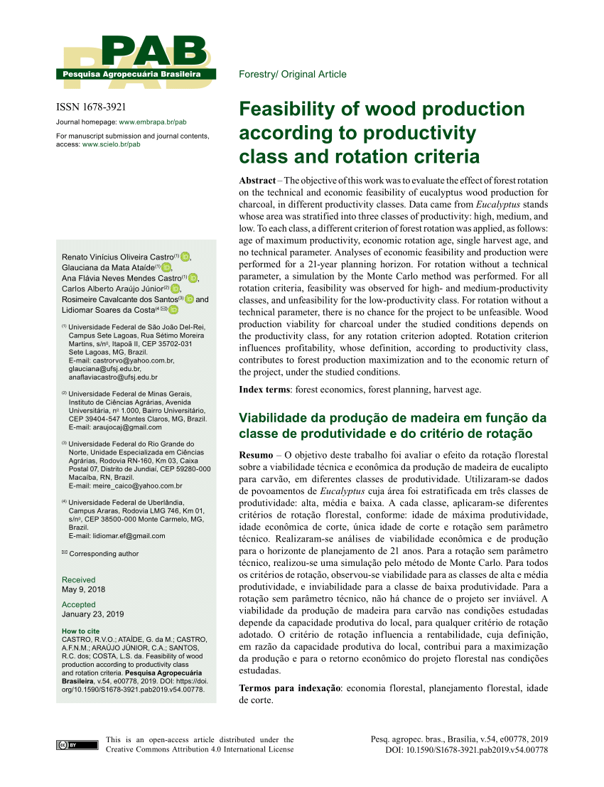 Pdf Feasibility Of Wood Production According To Productivity Class And Rotation Criteria