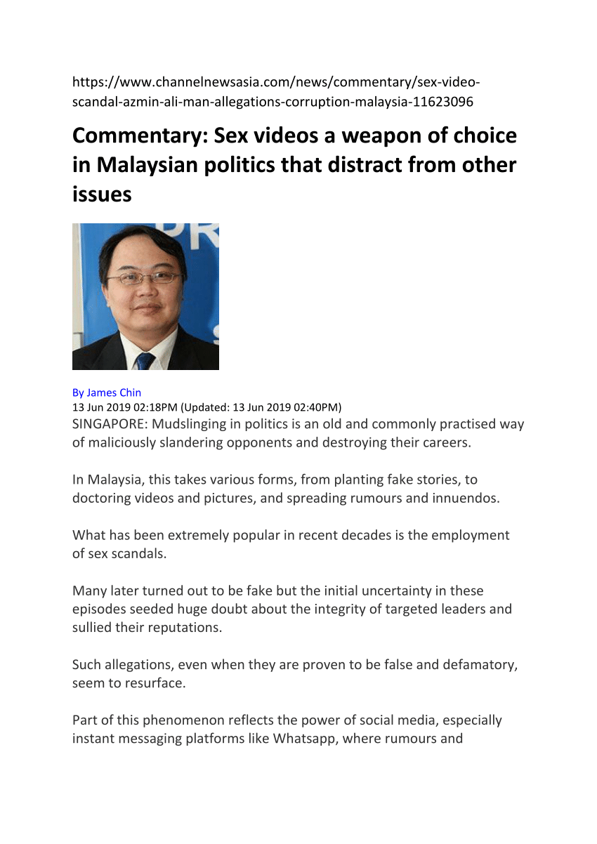 PDF) Commentary Sex videos a weapon of choice in Malaysian politics that distract from other issues