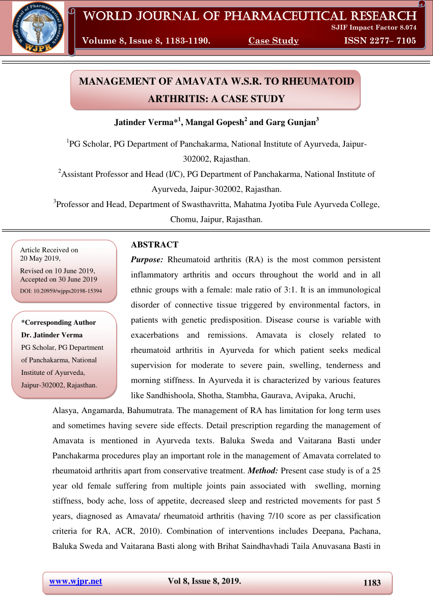 case study arthritis