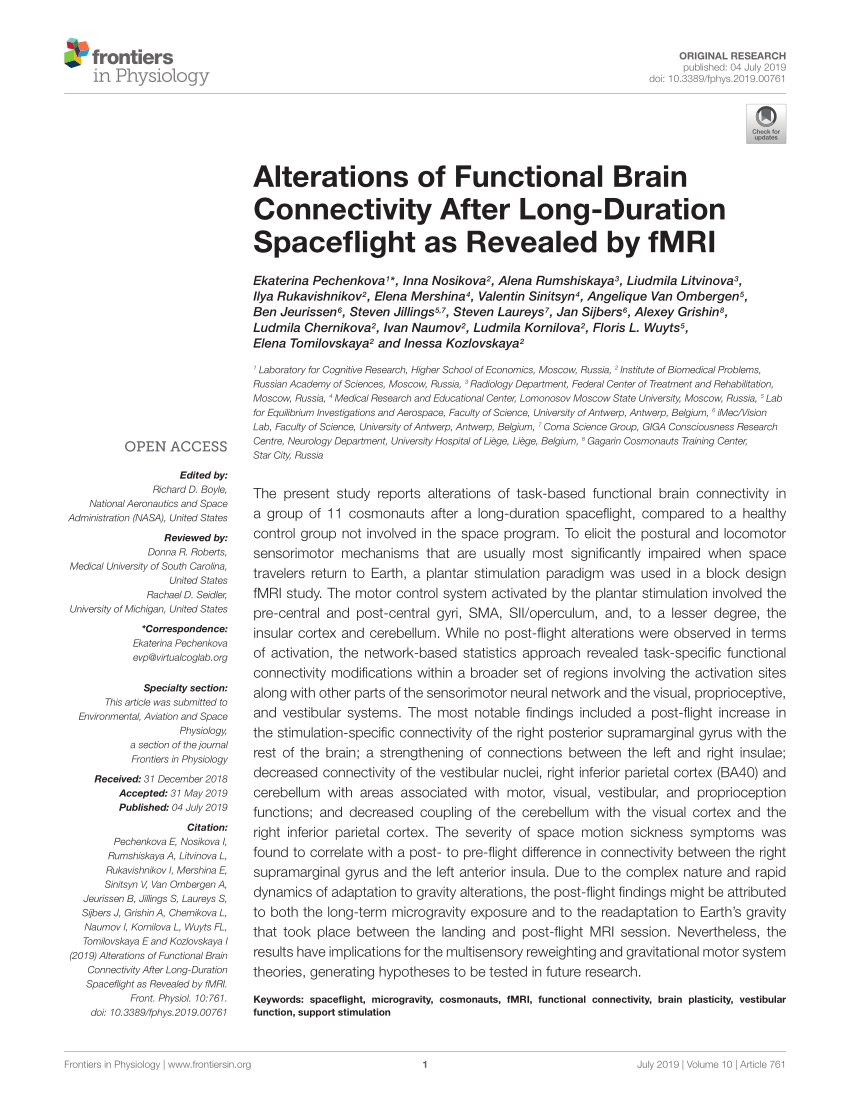PDF) Alterations of Functional Brain Connectivity After Long ...