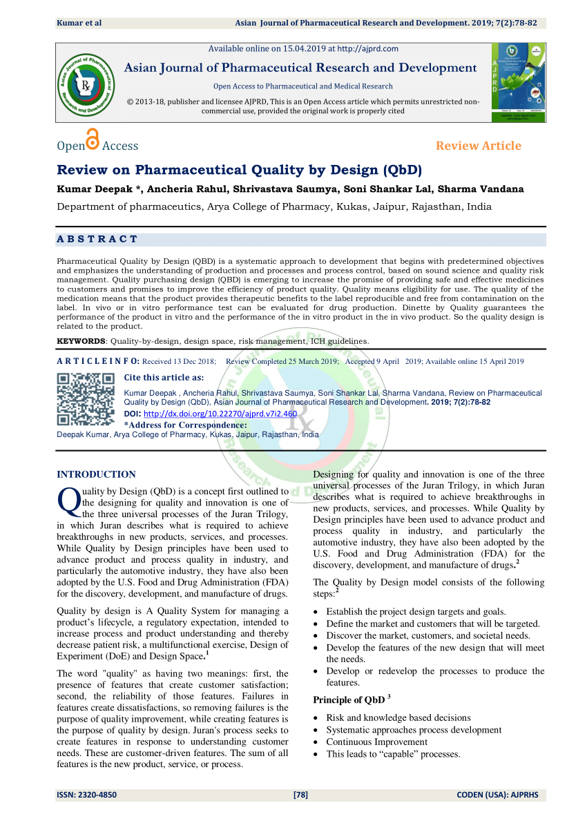 quality by design research articles