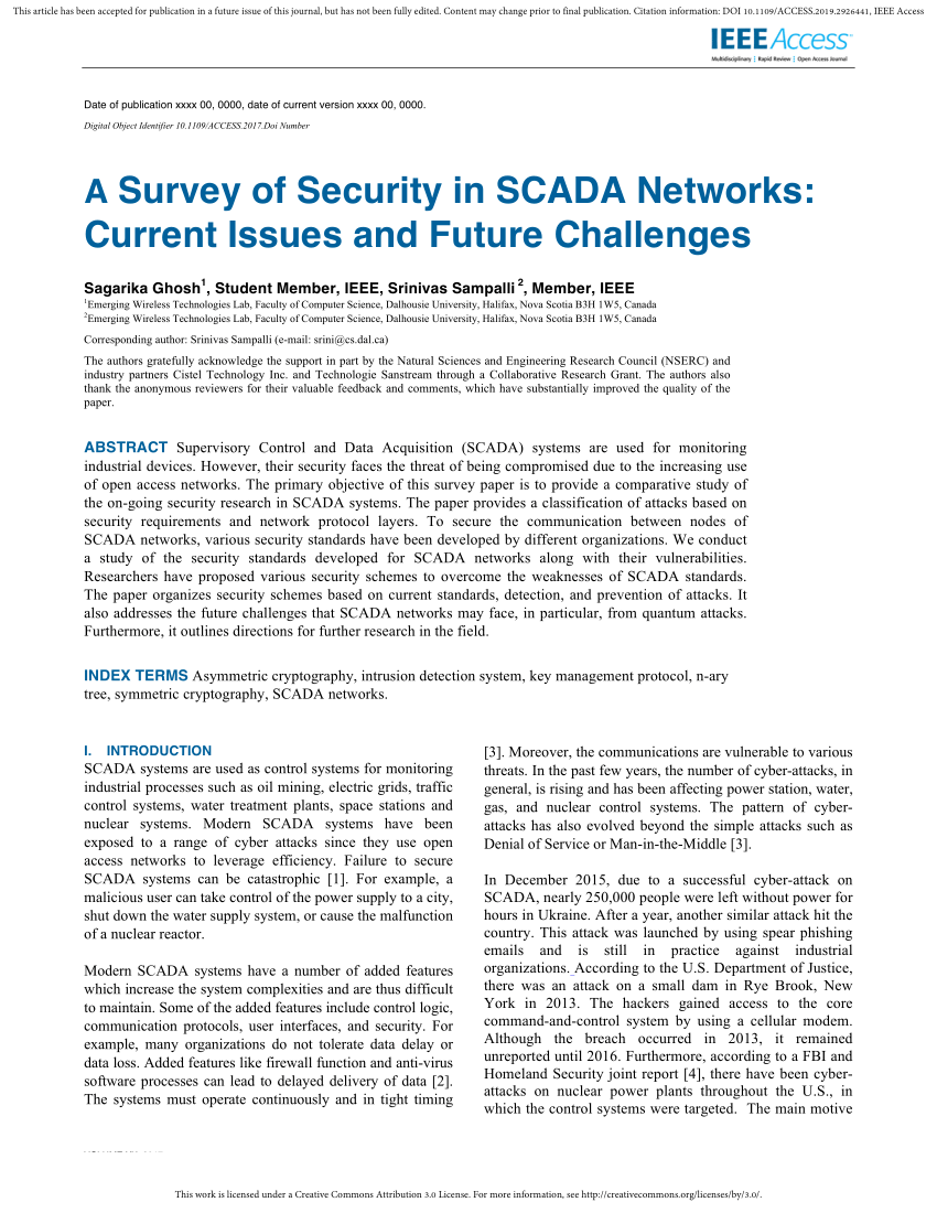 PDF) A Survey of Security in SCADA Networks: Current Issues and ...