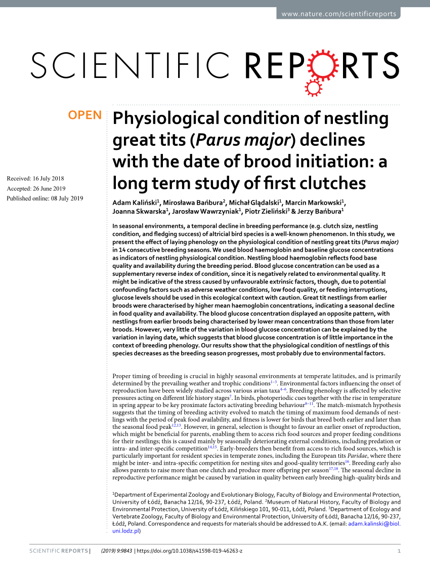 Individual physiological responses of wild great tits exposed to the