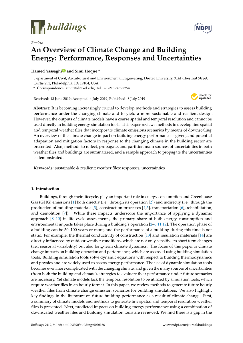 Pdf An Overview Of Climate Change And Building Energy Performance Responses And Uncertainties