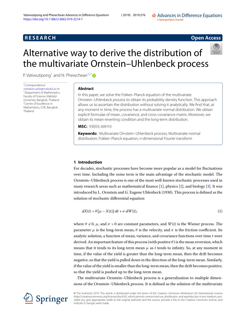 Pdf Alternative Way To Derive The Distribution Of The Multivariate Ornstein Uhlenbeck Process