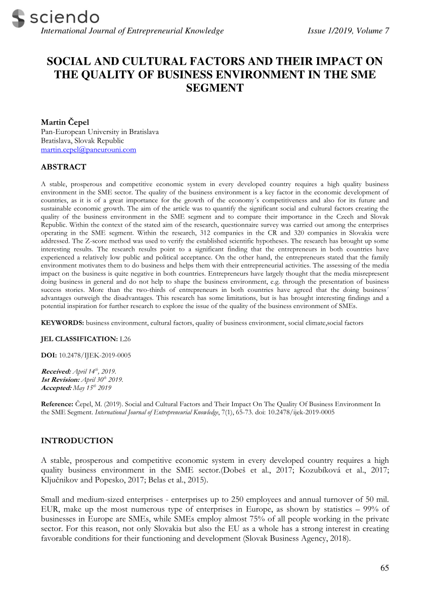 research paper of business environment