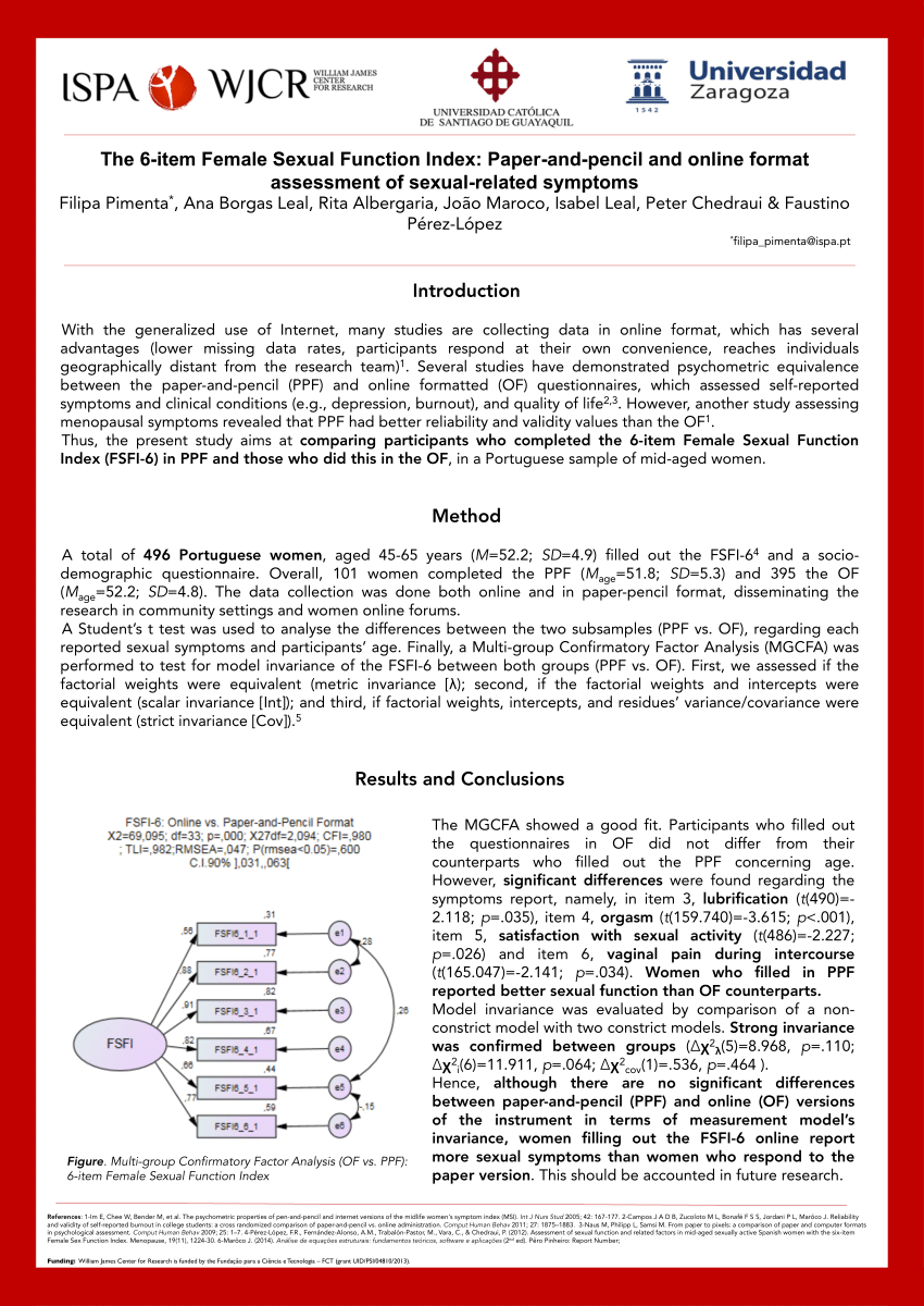 Pdf The 6 Item Female Sexual Function Index Paper And Pencil And Online Format Assessment Of 6266