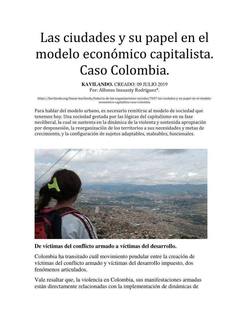 PDF) Las ciudades y su papel en el modelo económico capitalista. Caso  Colombia.