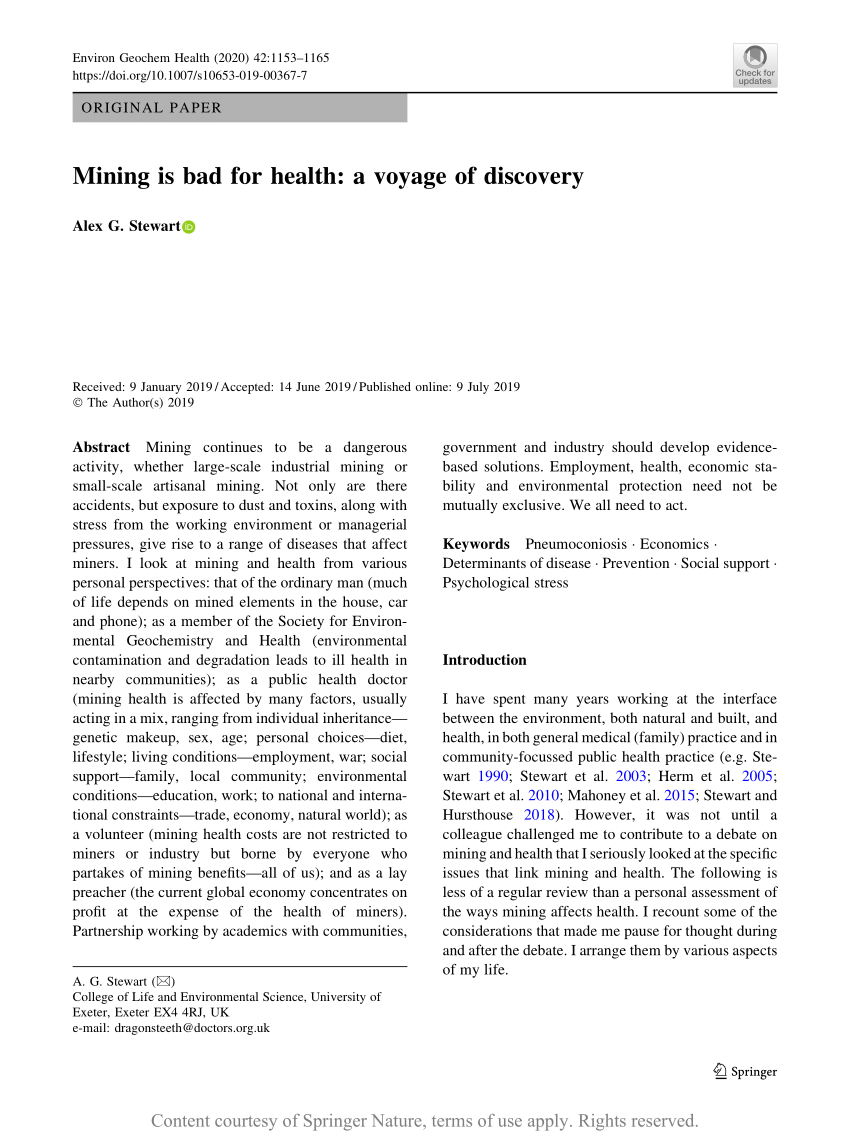 PDF) Mining is bad for health: a voyage of discovery