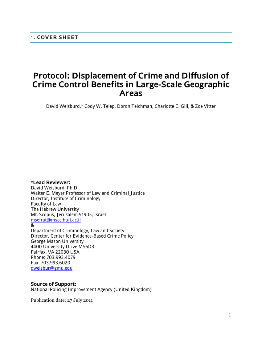 PDF) PROTOCOL: Displacement of Crime and Diffusion of Crime