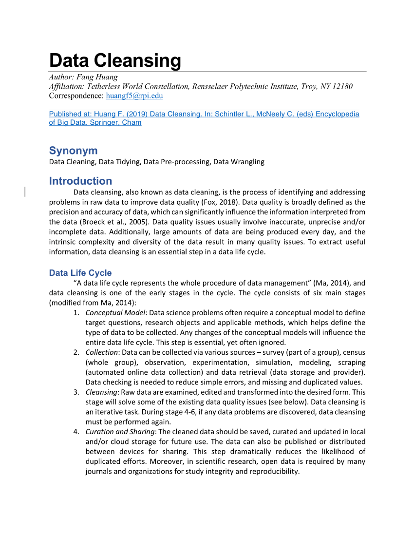 PDF) Data Cleansing