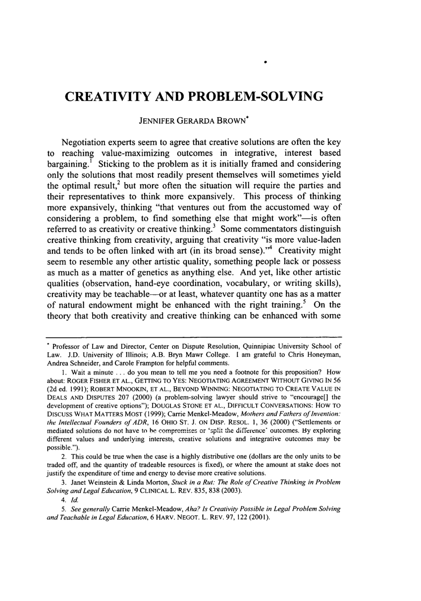 problem solving and creativity essay