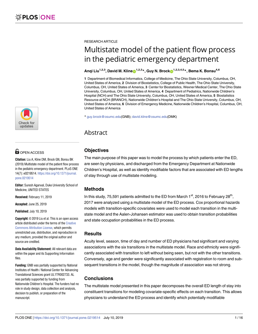 Pdf Multistate Model Of The Patient Flow Process In The