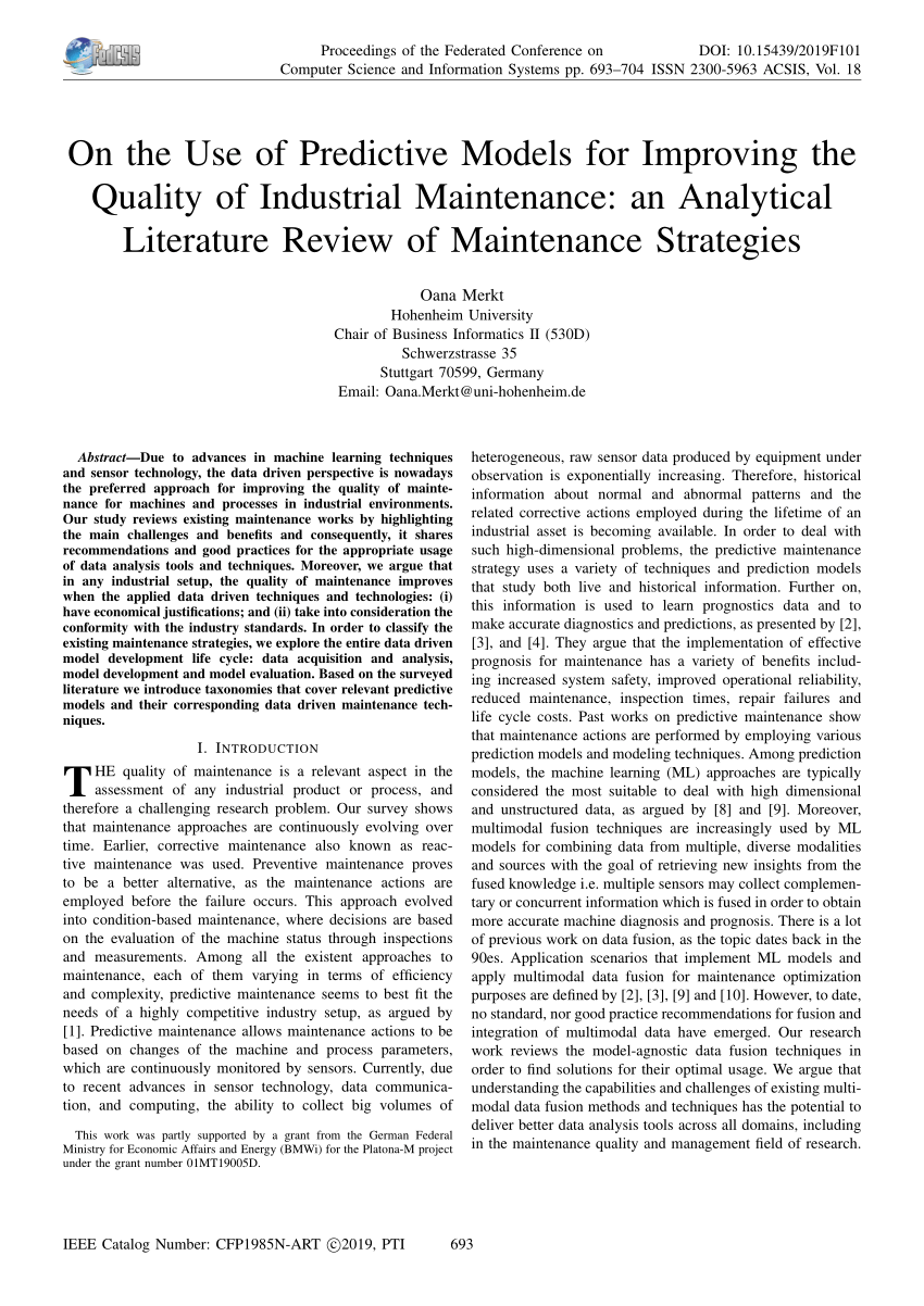 research paper on maintenance management