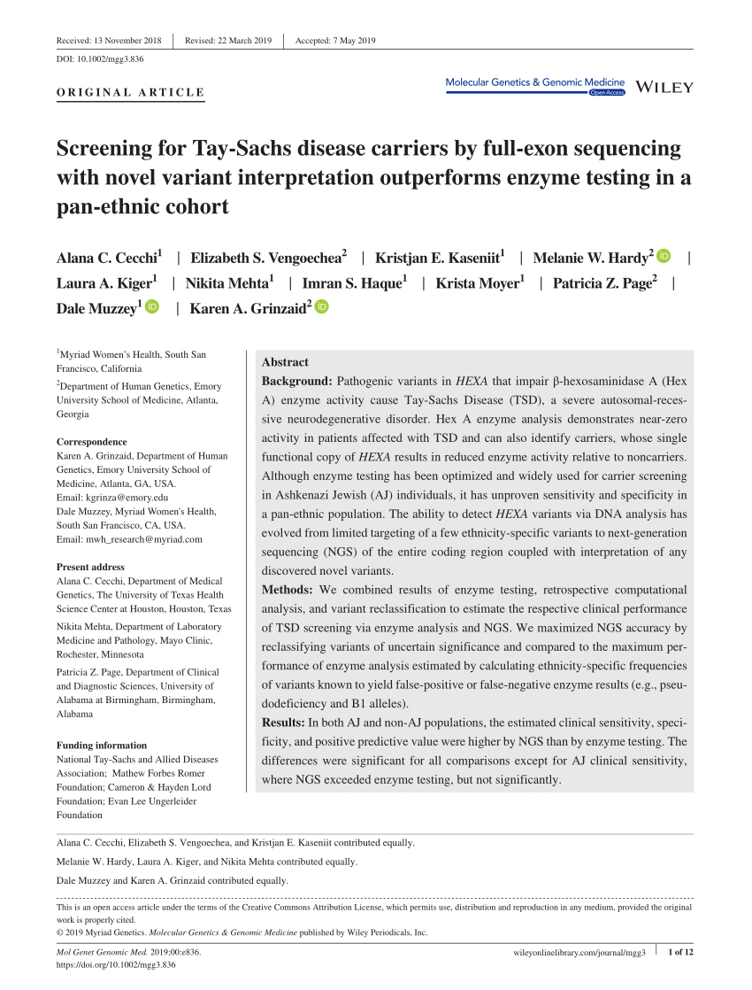Screening for Tay‐Sachs disease carriers by full‐exon sequencing