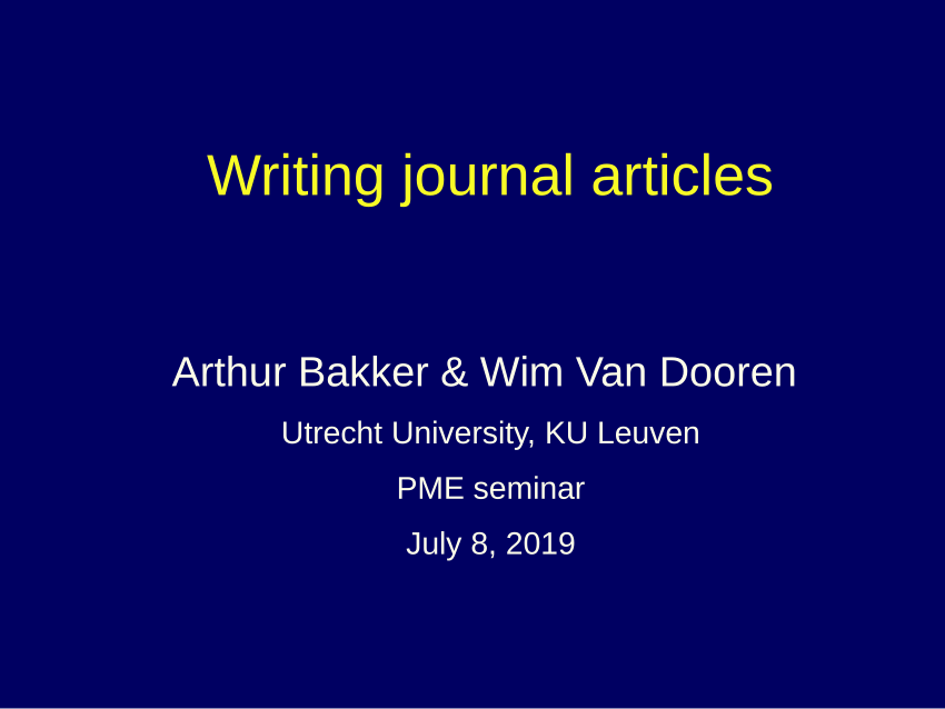 (PDF) Writing journal articles