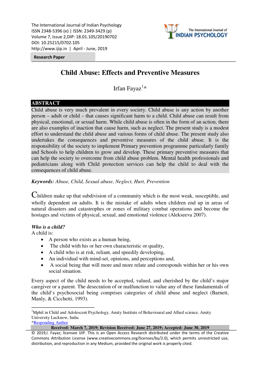 PDF) Child Abuse: Effects and Preventive Measures