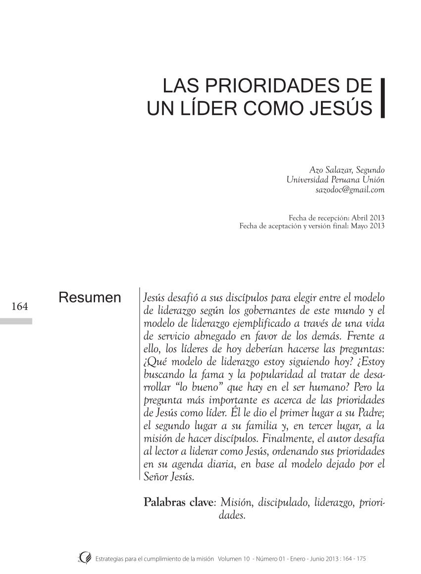 (PDF) Las prioridades de un Líder como Jesús