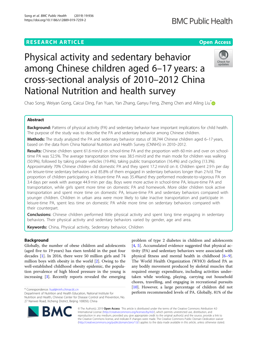 (PDF) Physical activity and sedentary behavior among ...