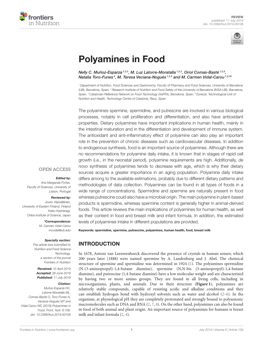 PDF) Polyamines in Food