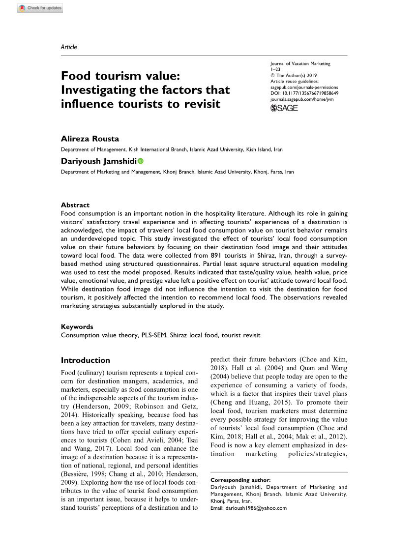 food tourism research topic