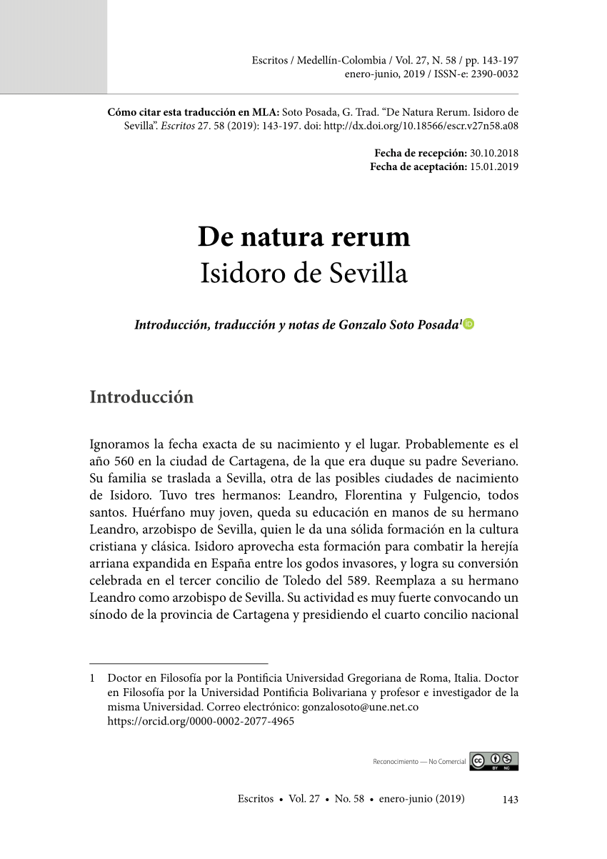 PDF) De Natura Rerum. Isidoro de Sevilla