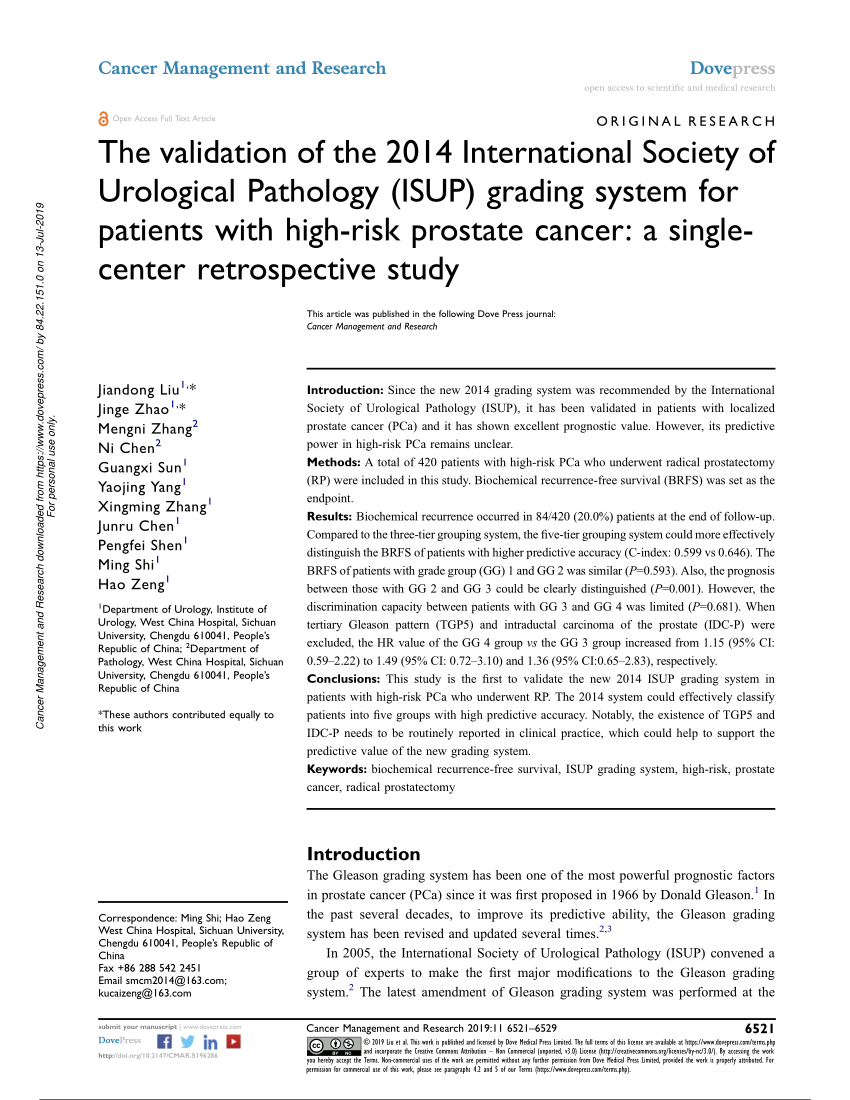 Pdf The Validation Of The 2014 International Society Of Urological Pathology Isup Grading