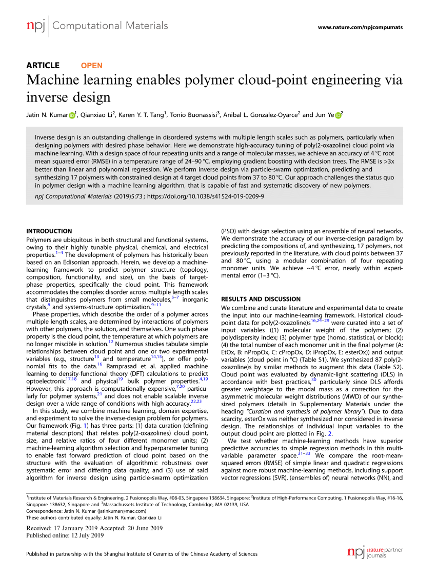 Pdf Machine Learning Enables Polymer Cloud Point Engineering Via Inverse Design