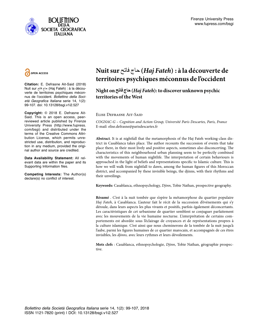 Pdf Nuit Sur حاج فاتح Haj Fateh A La Decouverte De Territoires Psychiques Meconnus De L Occident
