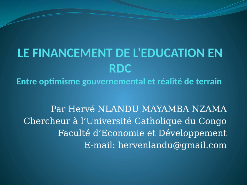 (PDF) LE FINANCEMENT DE L EDUCATION EN RDC