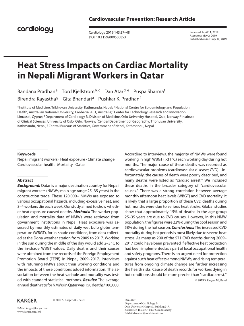 PDF Heat Stress Impacts on Cardiac Mortality in Nepali Migrant  