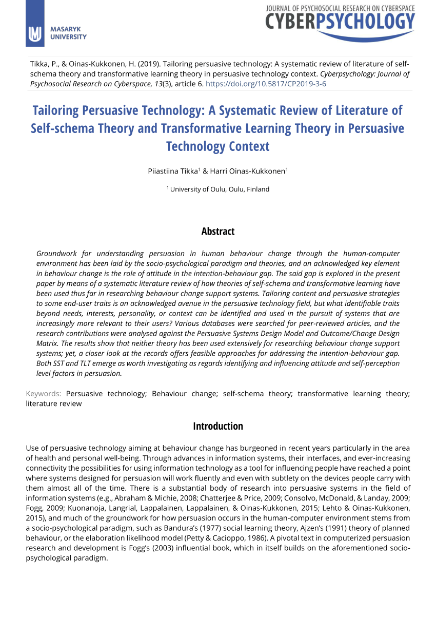 literature review on persuasive technology