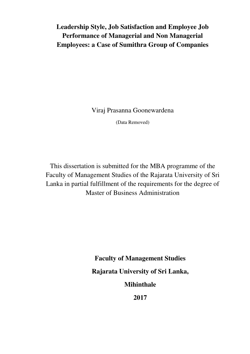 leadership and employee performance thesis pdf