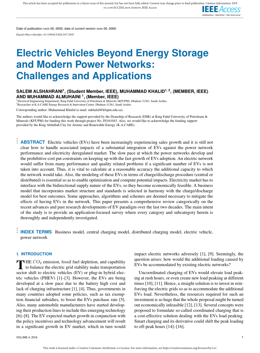 (PDF) Electric Vehicles Beyond Energy Storage and Modern Power Networks