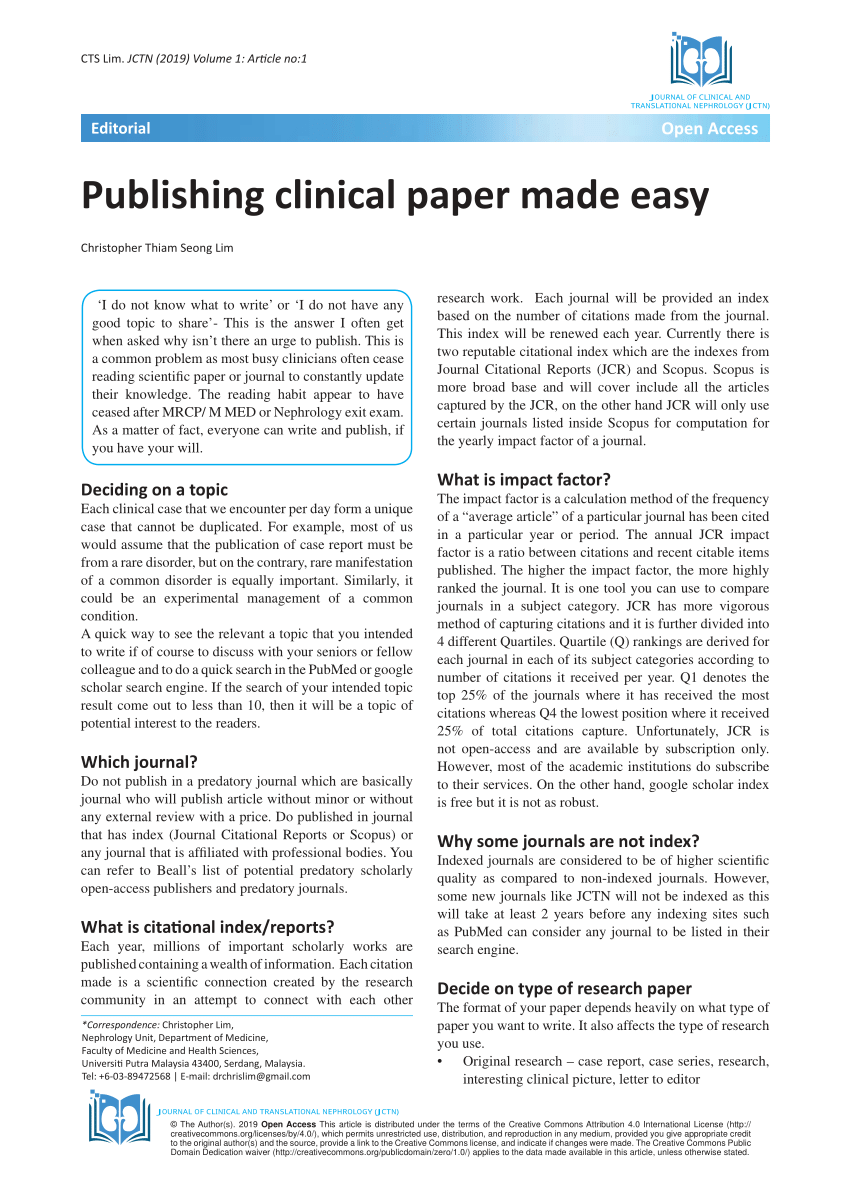 clinical research papers published